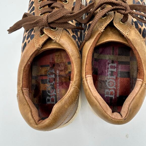 Born Sur Leopard Print Sneakers Women’s 9M Brown Leather Lace‑Up Low Top - Picture 10 of 13